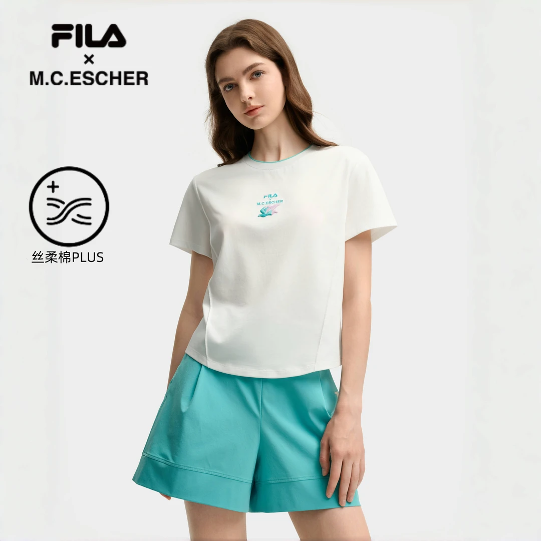 Fila/斐乐【亲肤丝柔棉PLUS】女子夏季新款休闲百搭舒适圆领短袖T恤