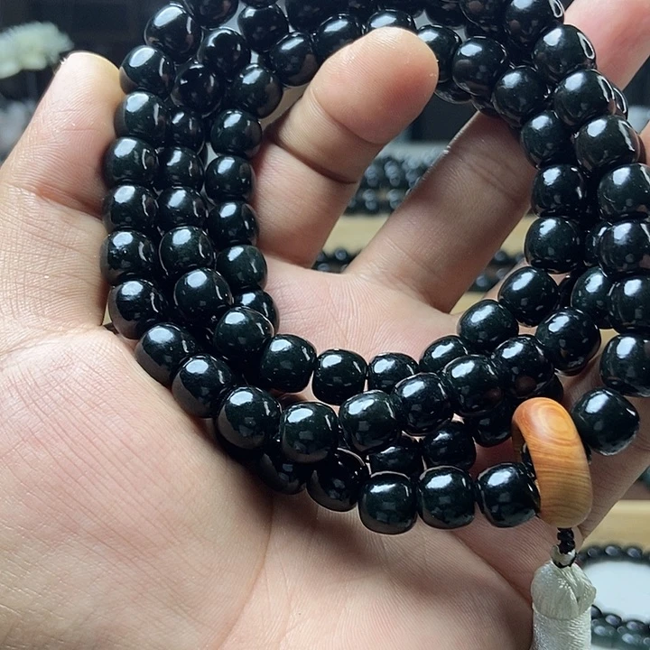 手链未镶嵌和田玉（青玉）青**魔卡10老型108