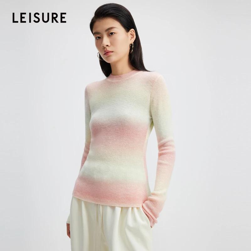 小云总专属LEISURE/三彩·丽雪甄选渐变羊毛混纺纱线毛衫0915