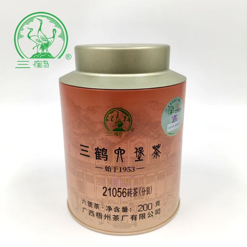 200克/罐[21056砖茶]分装三鹤六堡茶2021年陈化特级广西梧州黑茶
