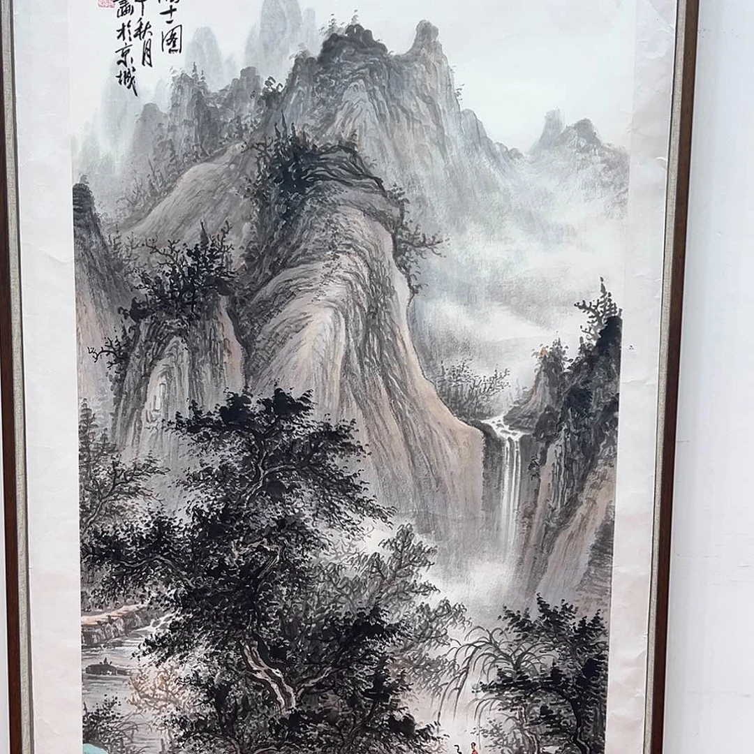 国画朱大明原作溯源带证件合影视频