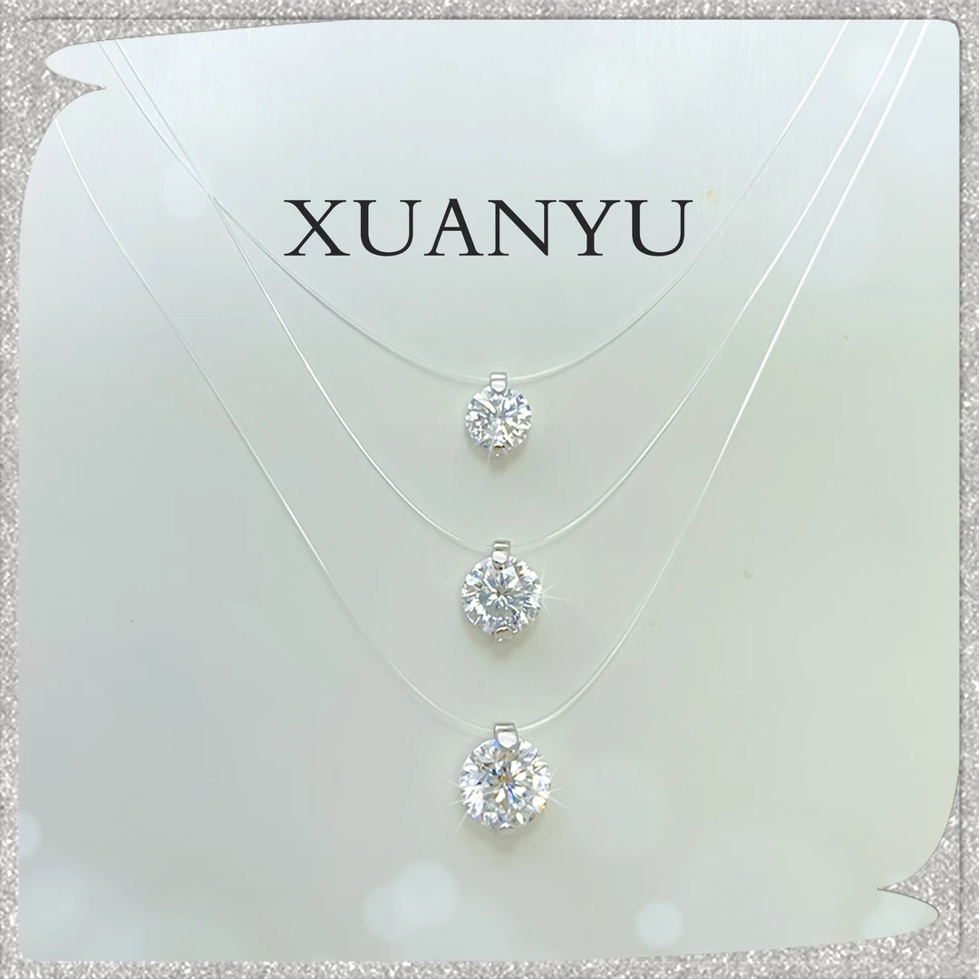 吊坠925银莫桑石 人鱼之泪项链 明星同款时尚单品 XY-XL002