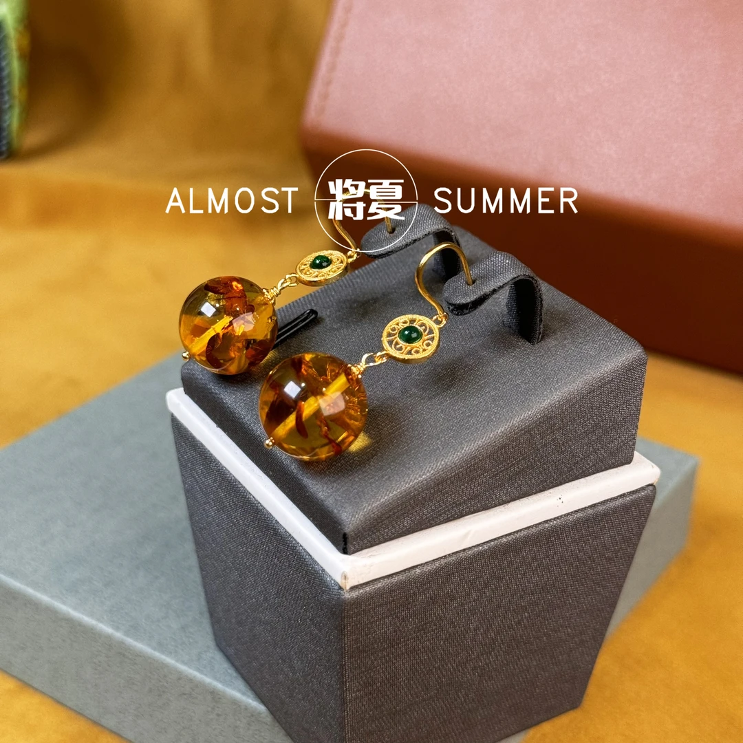 925银耳饰 【一花一世界耳钩】将夏-金花耳钩