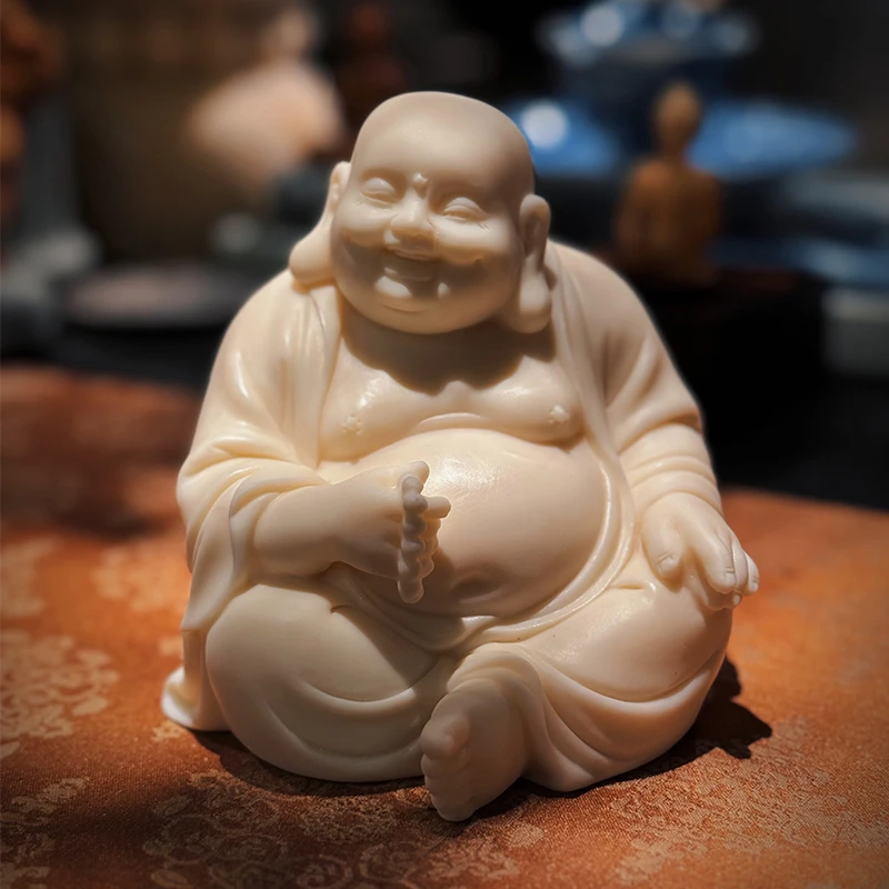 持珠弥勒笑佛摆件茶空间禅意中式客厅书房茶室茶桌装饰禅意摆设