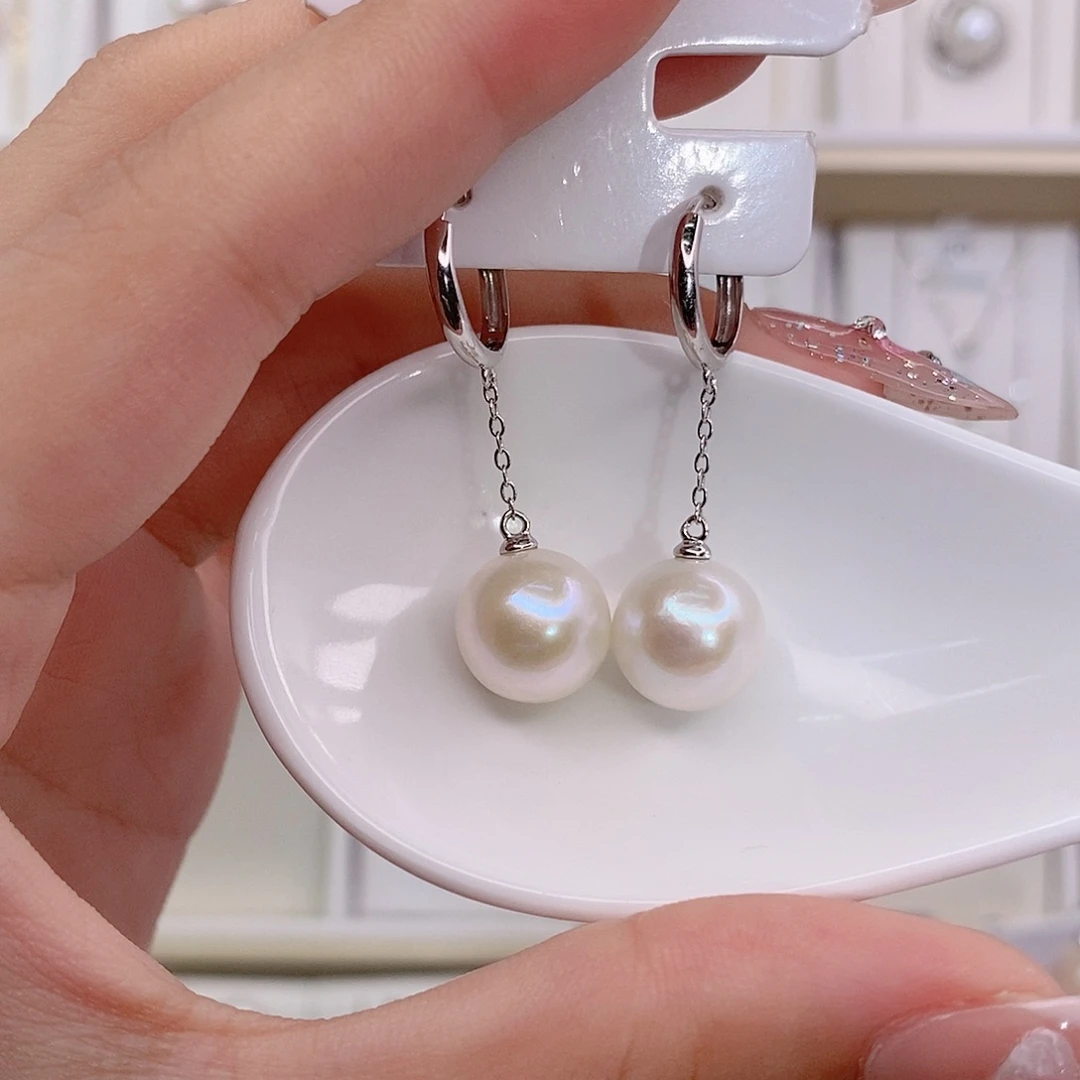 善***4银S925镶嵌淡水珍珠耳饰