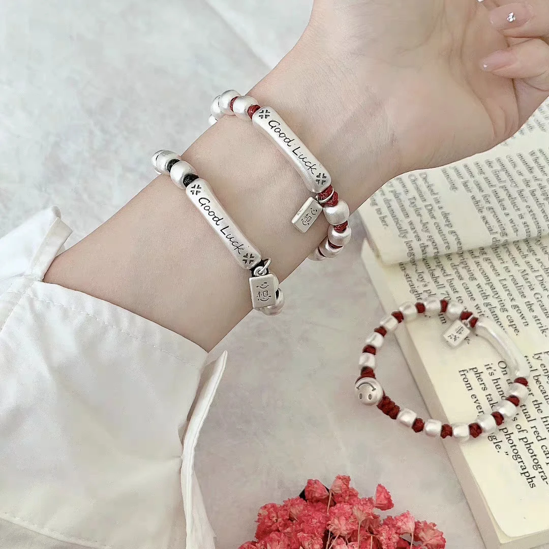 足银手链 【好事发生】求学幸运手串弯管转运珠手链