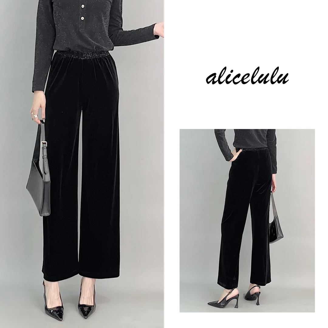 3 ALICE 绒光之路休闲裤 垂感丝绒 时髦烫钻 S622102E