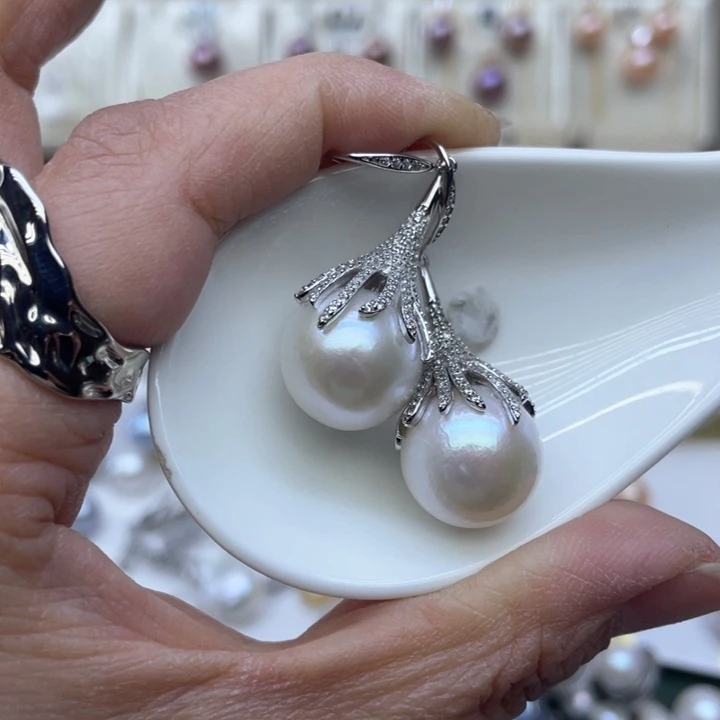 淡水珍珠耳饰银S925镶嵌M****a