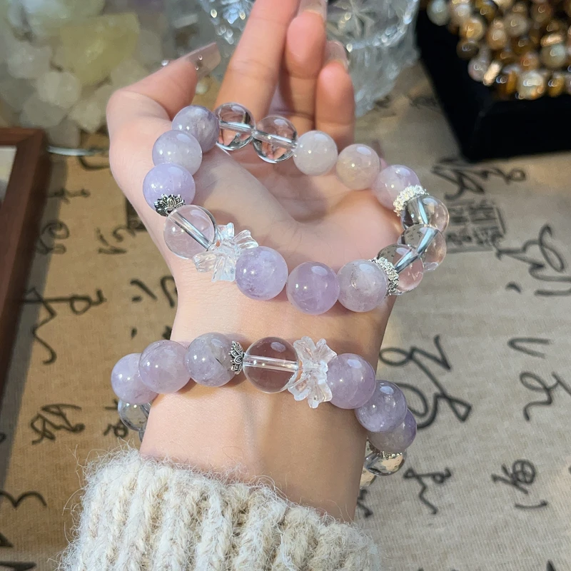 【紫梦星河】薰衣草紫+白水晶手串气质多样性发颜色原创设计 Y23