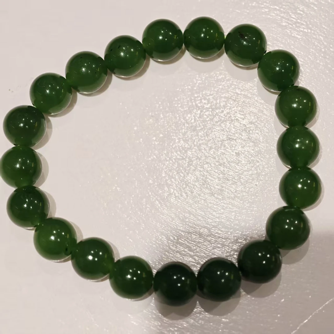 【师老师督造1105-58】27g和田玉碧玉手串 9.5mm 色好微黑点