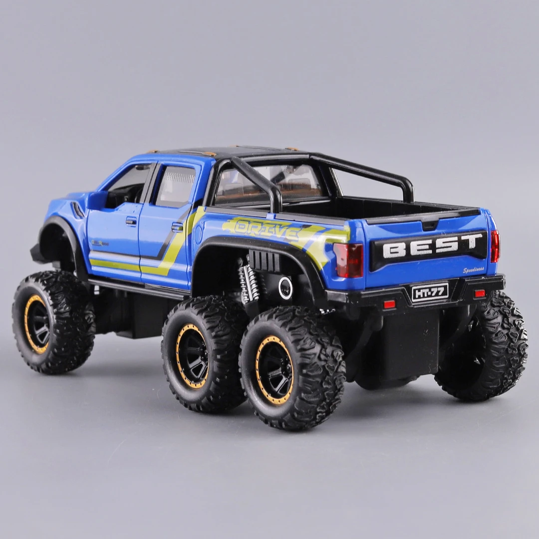 仿真越野大脚车六轮减震皮卡车儿童惯性玩具车声光音乐运输车模型