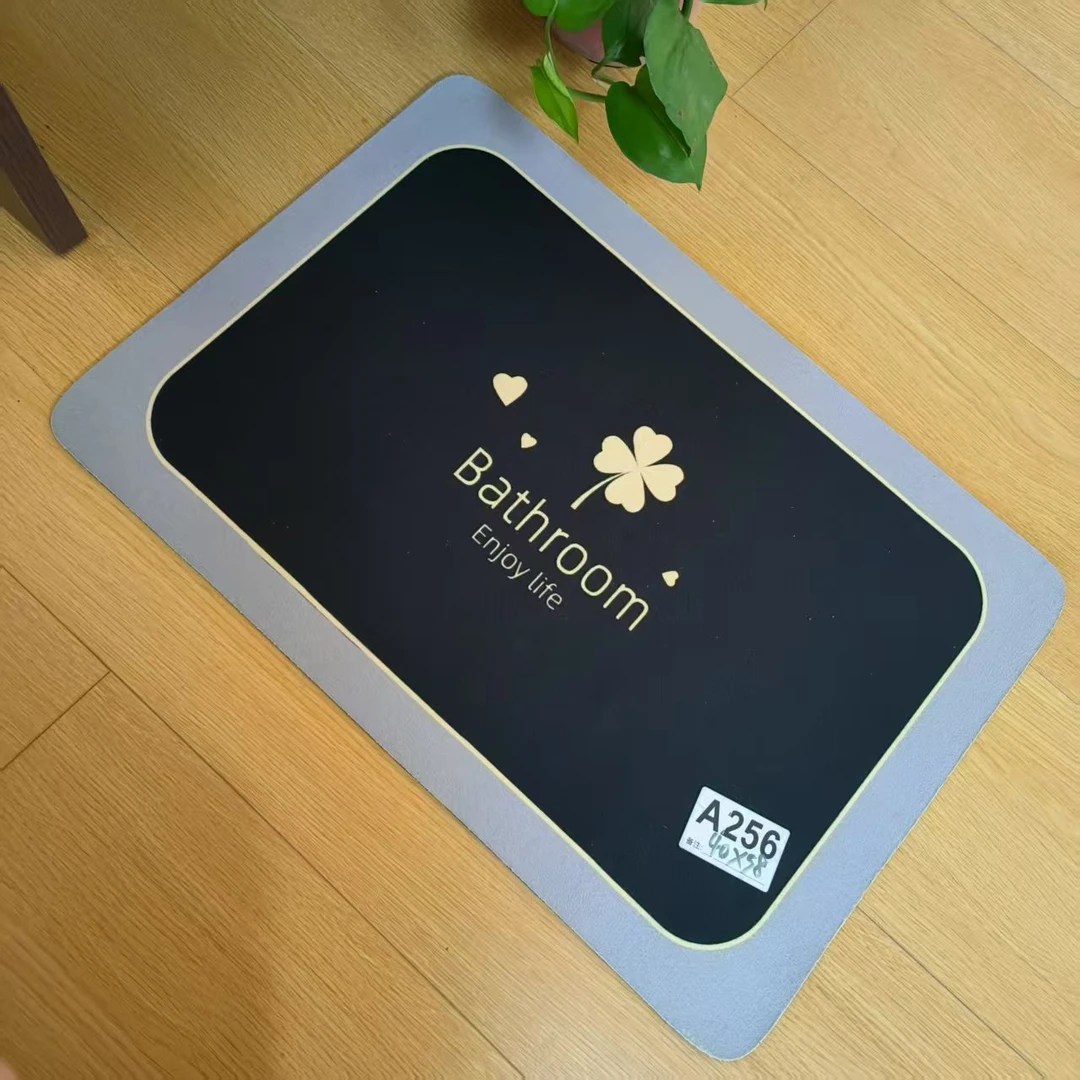 A256黑色背景花朵地垫