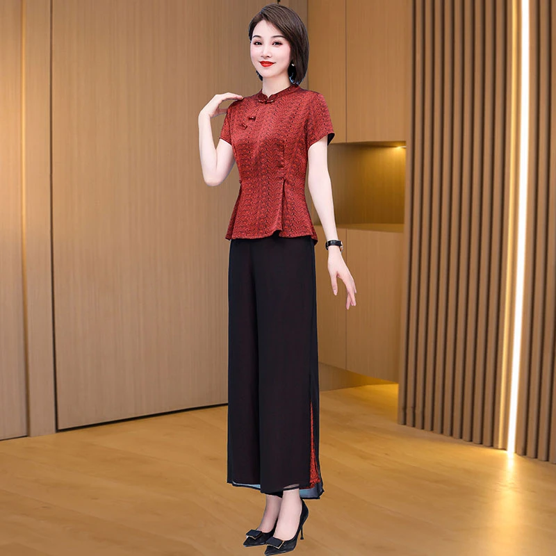 【可蓓儿】套装女夏季2025新款休闲时尚洋气时髦可蓓儿国风唐装两件