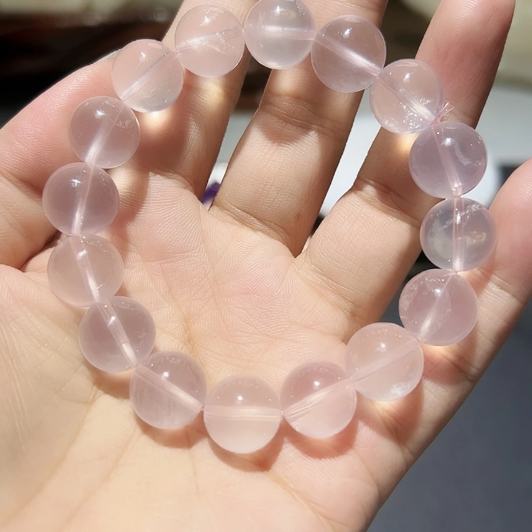 未镶嵌手链水晶粉水晶13毫米20号