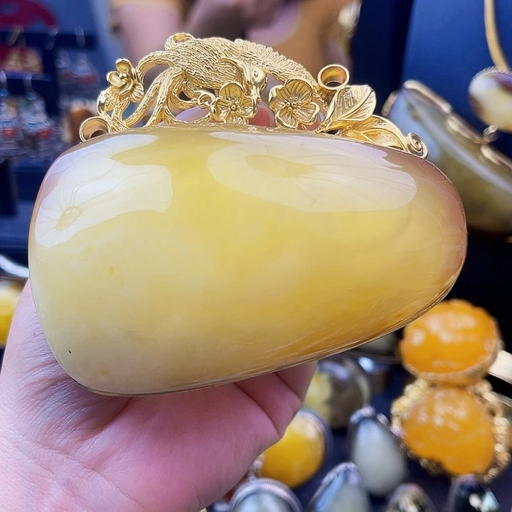 ／***娘银S925镶嵌琥珀裸石