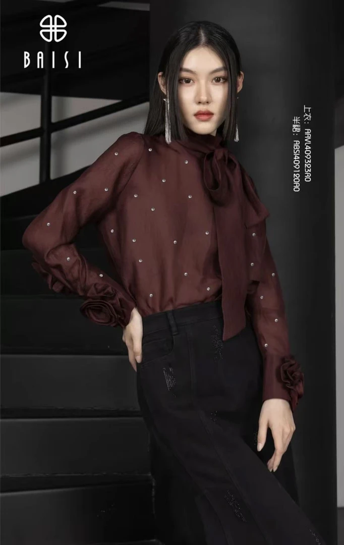 BAISI/百丝AAVL409323R0酒红上衣时尚百搭女士复古秋冬