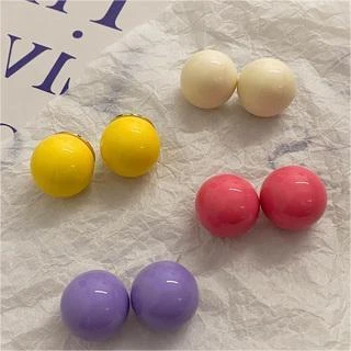 铜合金锆石耳饰 黄色球球耳钉新款潮精致耳环个性气质设计感轻奢