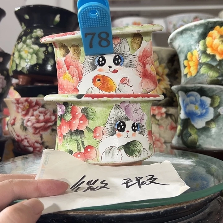 景德镇手绘花盆 满38包邮