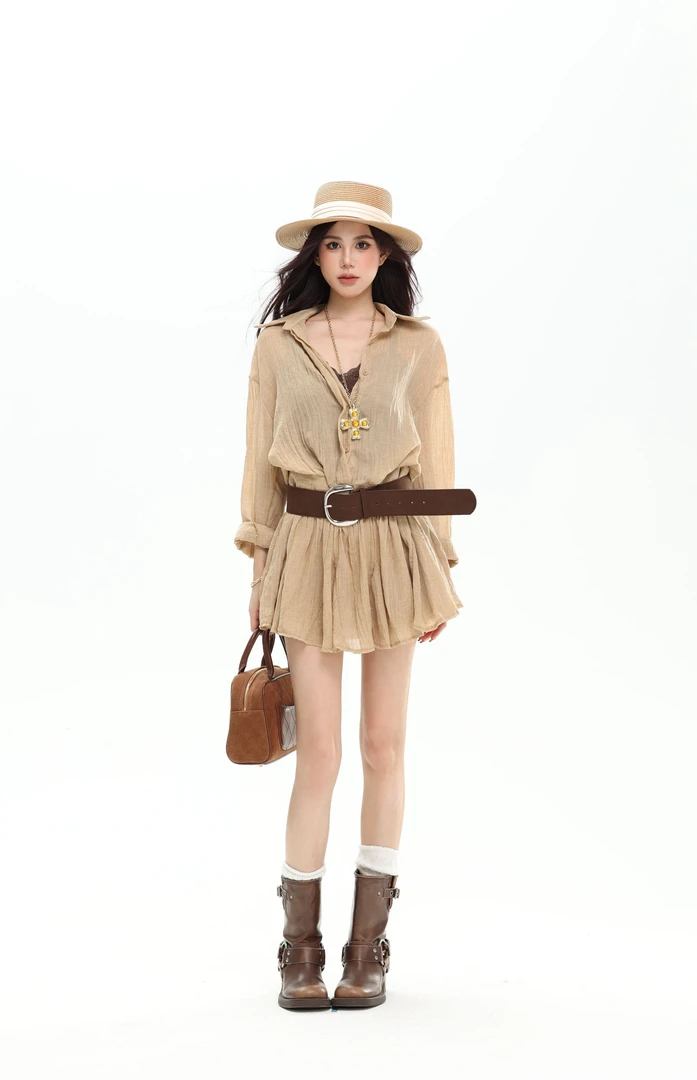 ZHOUZ CHIC【新品8折】不规则裙摆短款连衣裙