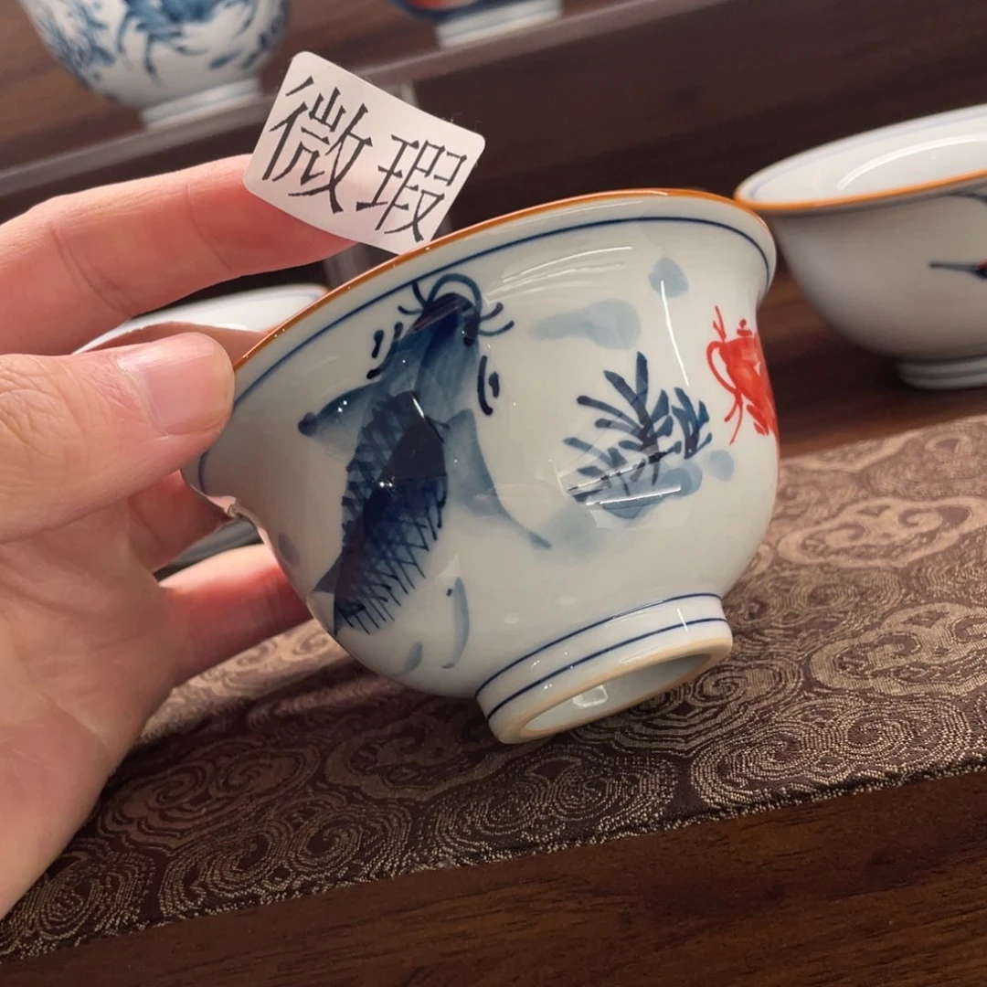 釉下手绘茶具微瑕