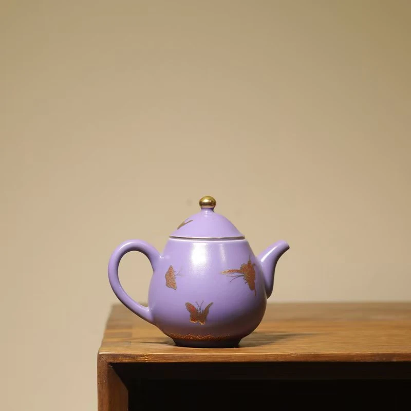 WE0024 单壶-紫罗兰描金蝴蝶壶