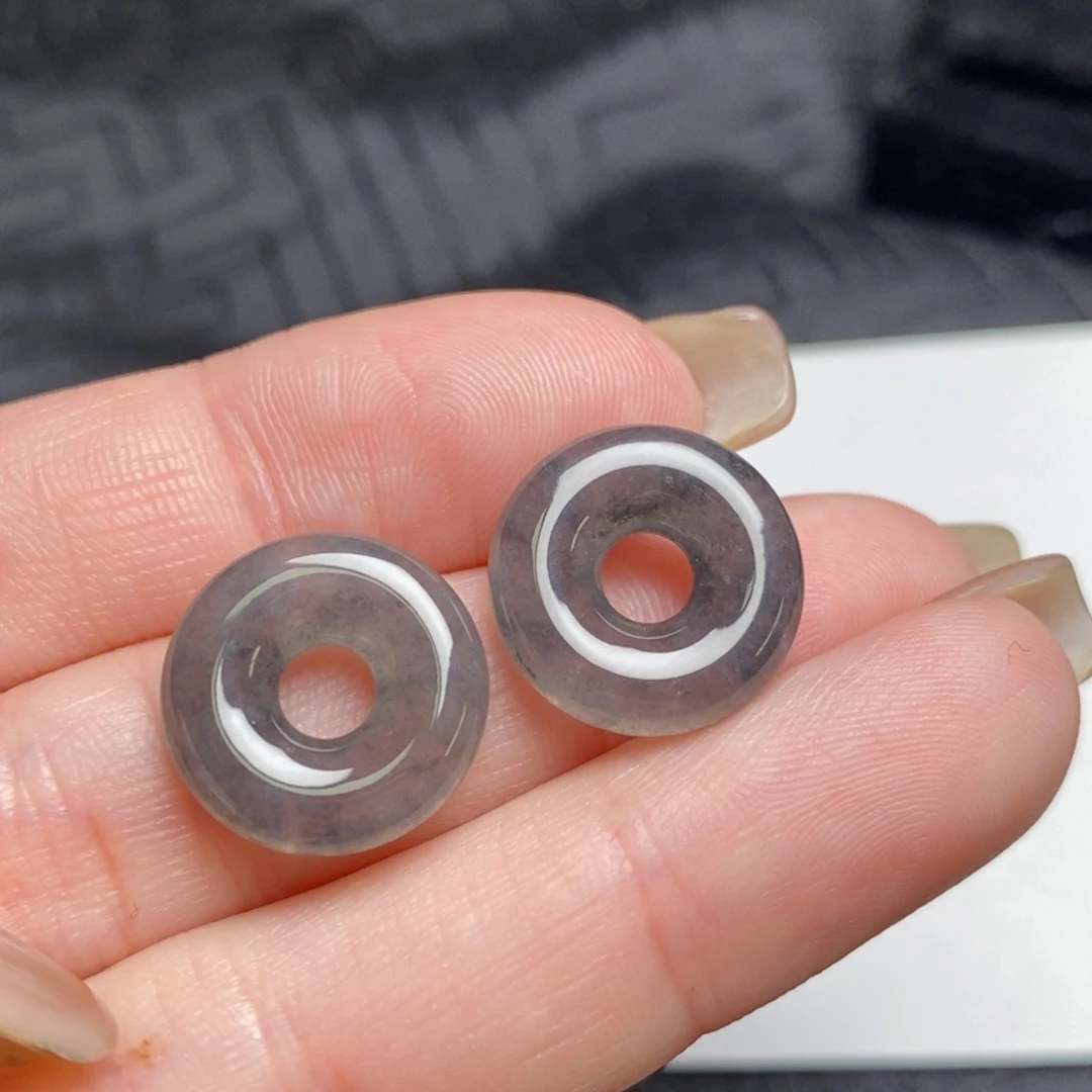 翡翠未镶嵌耳饰冰乌鸡甜甜圈