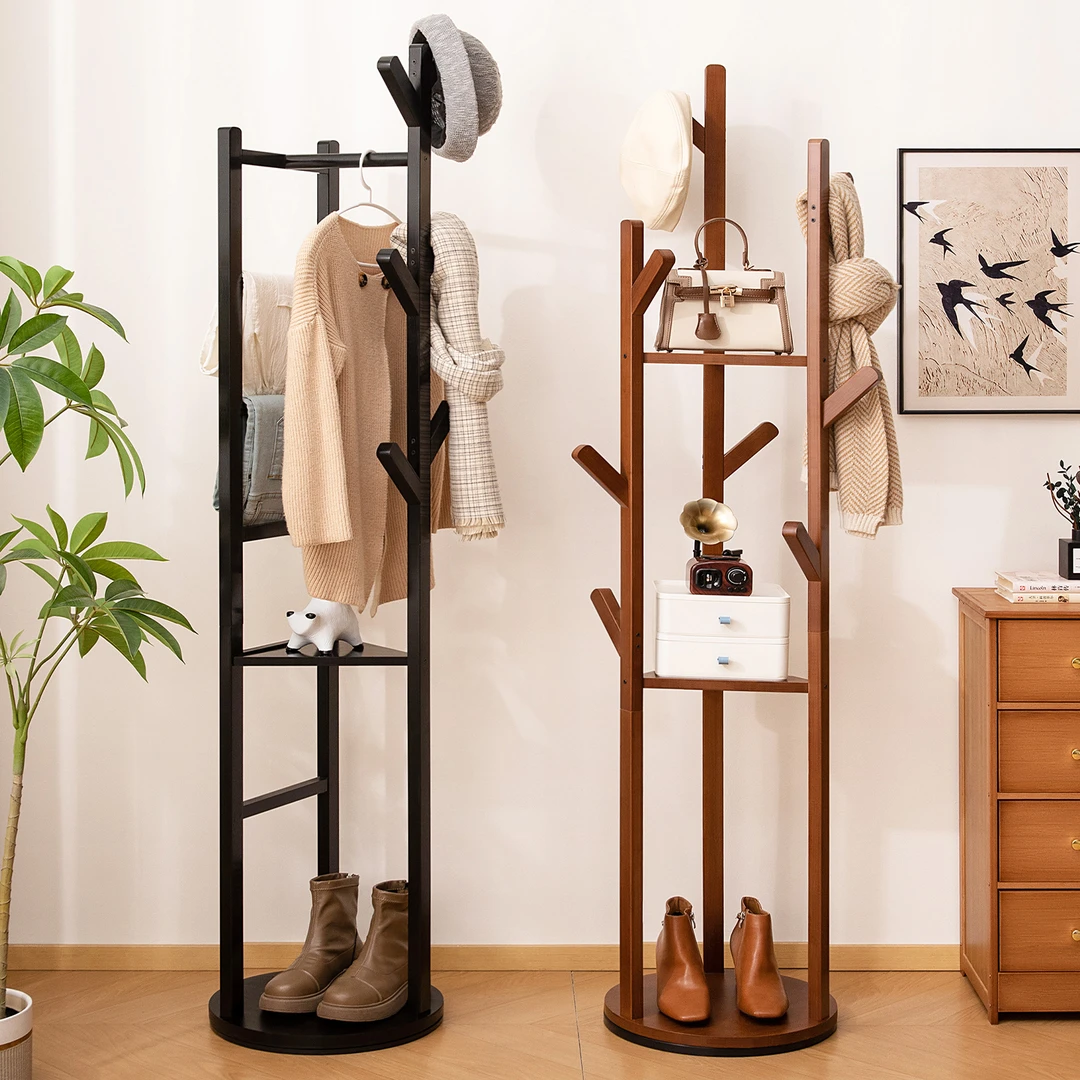 旋转衣帽架子落地挂衣架卧室简易置物床尾晚上放衣服神器2025新款