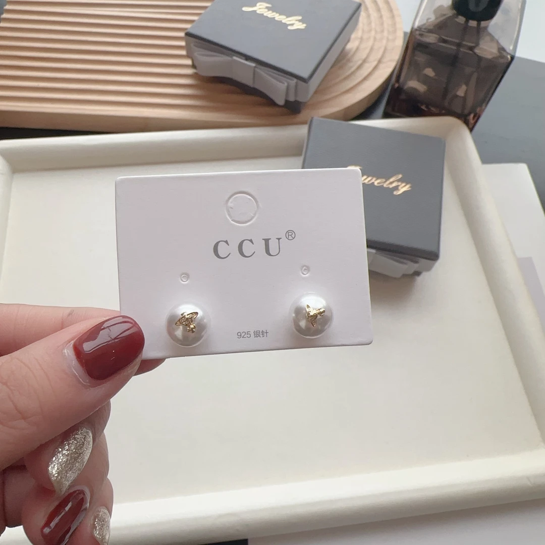合金仿珍珠耳饰 法式宫廷小众设计土星球珍珠女款耳钉ED13