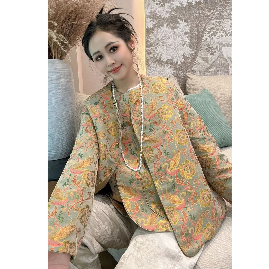 【禾禾家】"天鹅湖"胡寻春晓国风气质时尚重磅云锦外套 16303