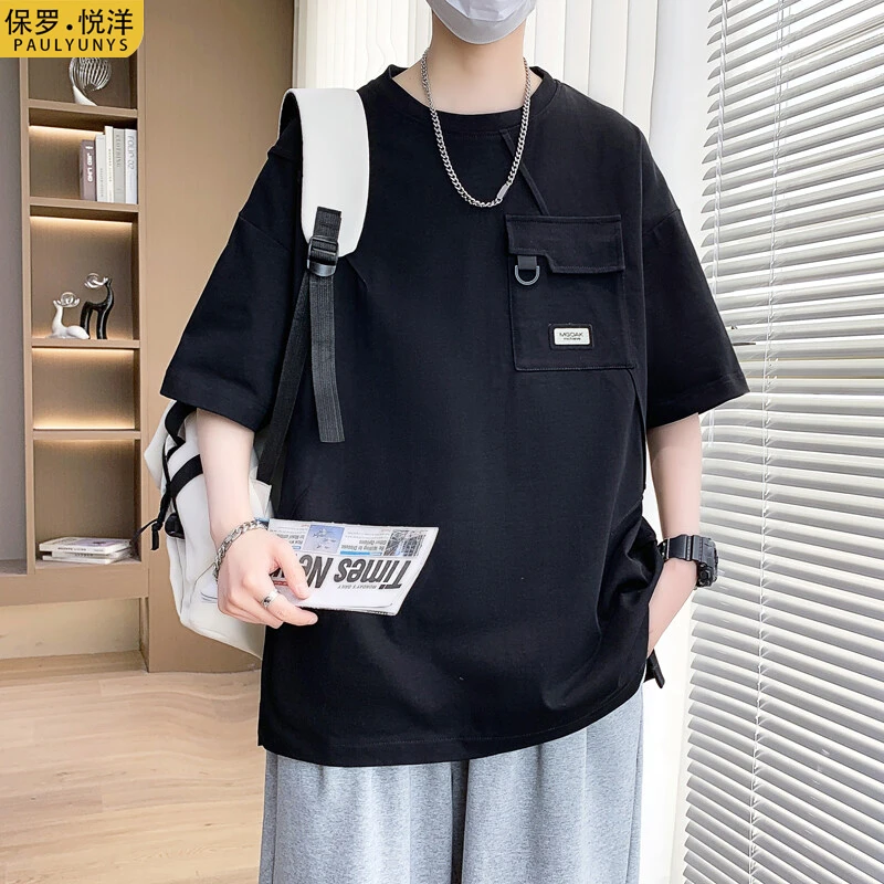 纯棉短袖t恤男2025新款夏季设计感小众半袖男青少年学生体恤上衣T
