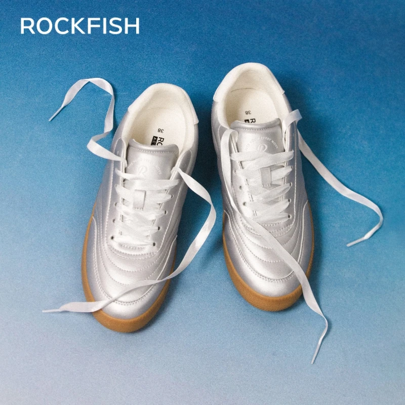 Rockfish 909 芭蕾风银色德训鞋早春百搭平底运动休闲鞋