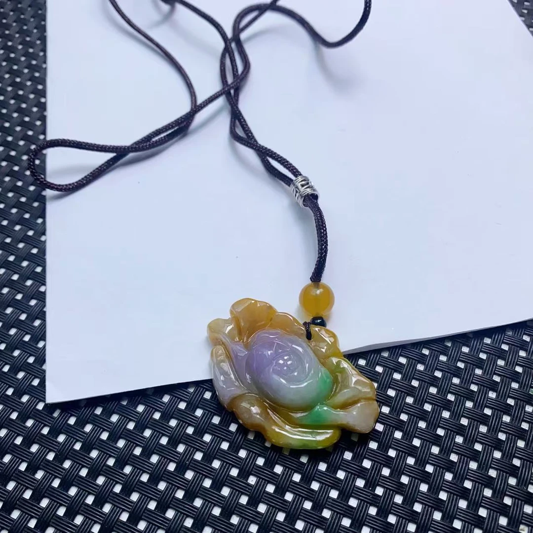 [小石]B646黄加绿小荷花吊坠时尚多样性发一个-奇石