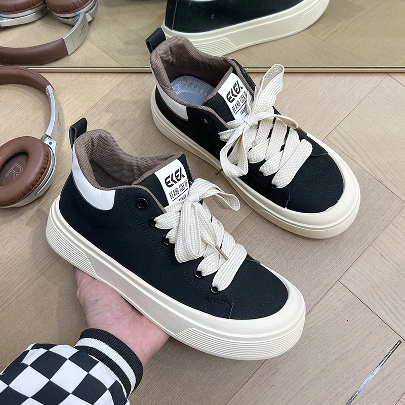 高帮男鞋2025秋冬新款黑色厚底运动休闲小众板鞋学生韩版百搭潮鞋