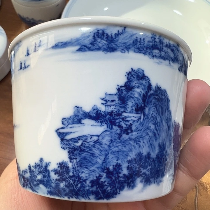 陶青花瓷山水 茶杯