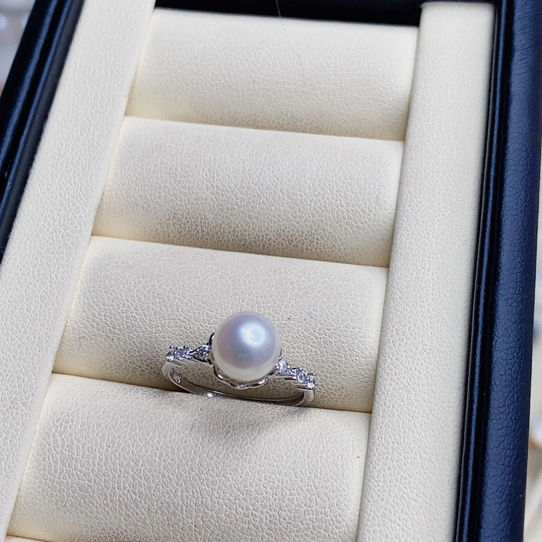 淡水珍珠戒指银S925镶嵌小****?