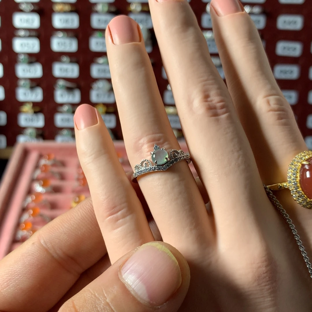 ꧁***꧂翡翠银S925镶嵌戒指487