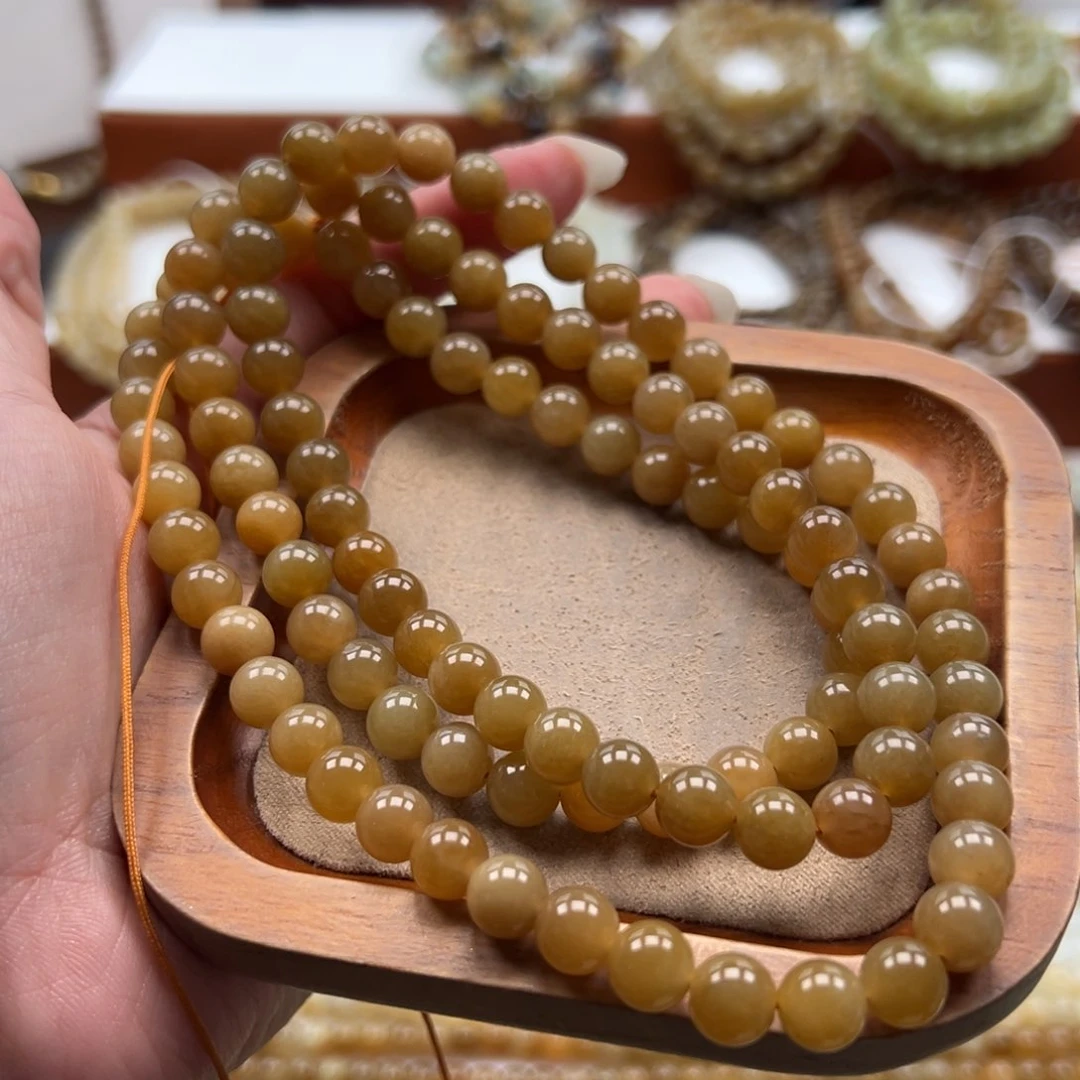 毛衣链未镶嵌和田玉珠串8mm