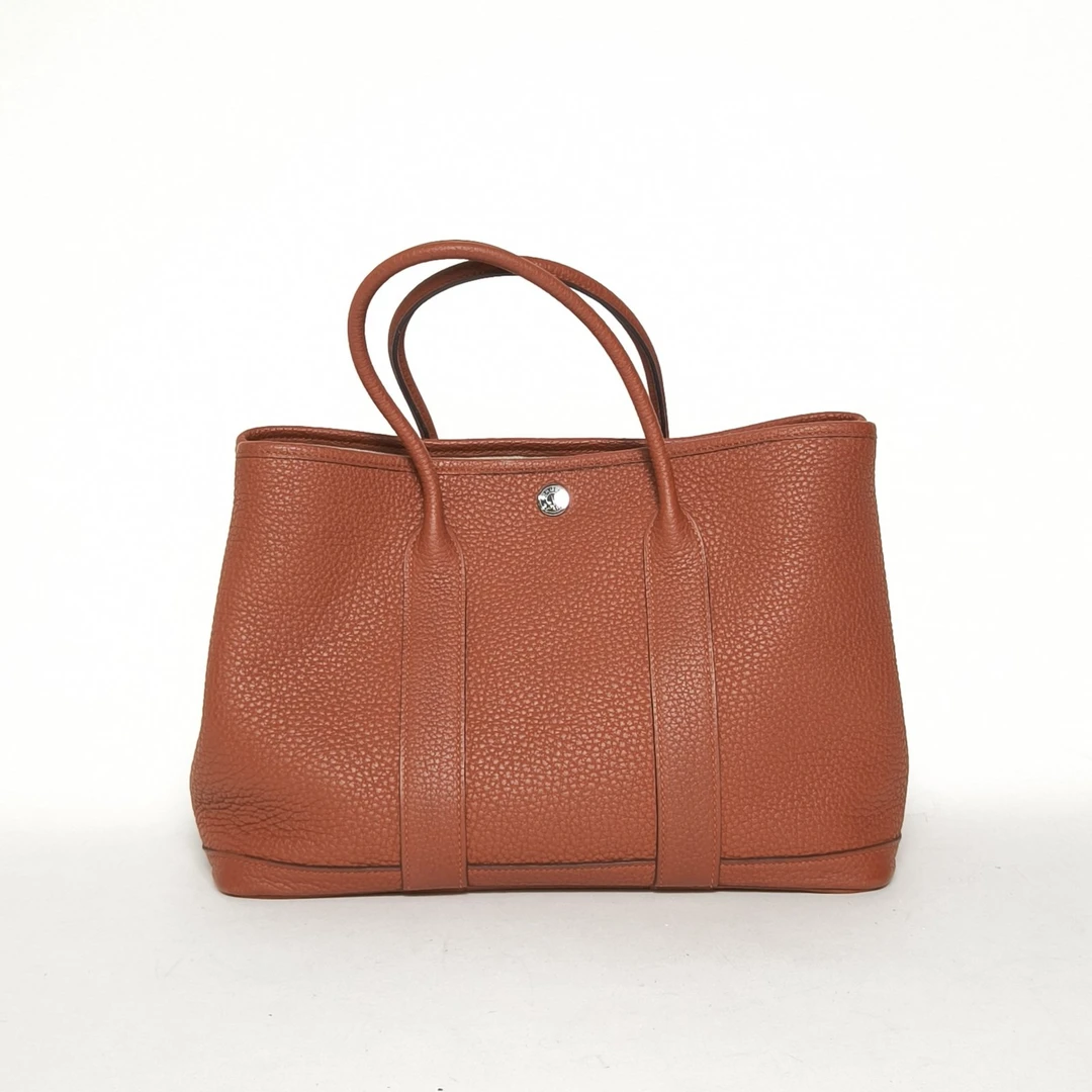 95新 Hermes/爱马仕 【双双】花园包 30 6C古铜色 NEGONA皮 Z刻