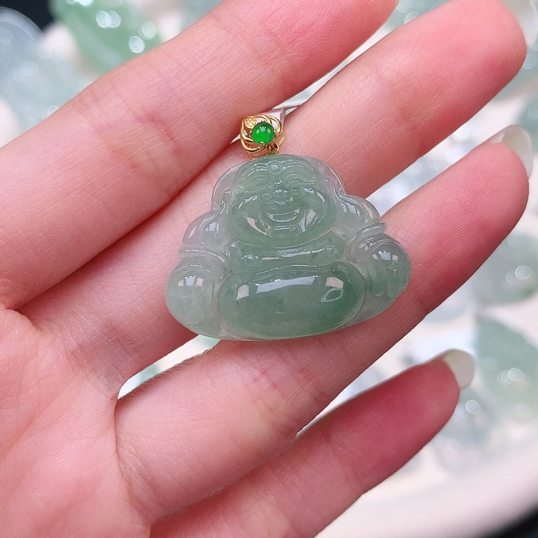 翡翠18K金镶嵌颈饰20-26.8-4.8