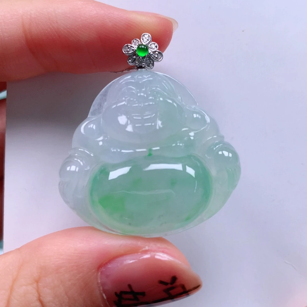 翡翠18K金镶嵌颈饰天然翡翠