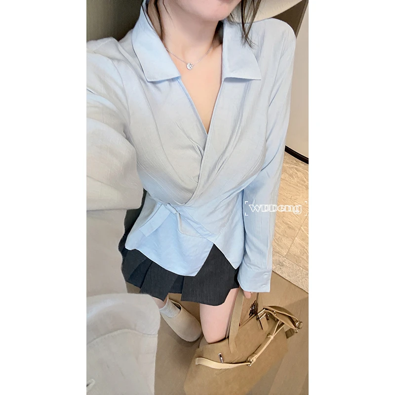 现货款王等等【海盐芝士】2025夏季新款正肩长袖收腰衬衫U225C03644