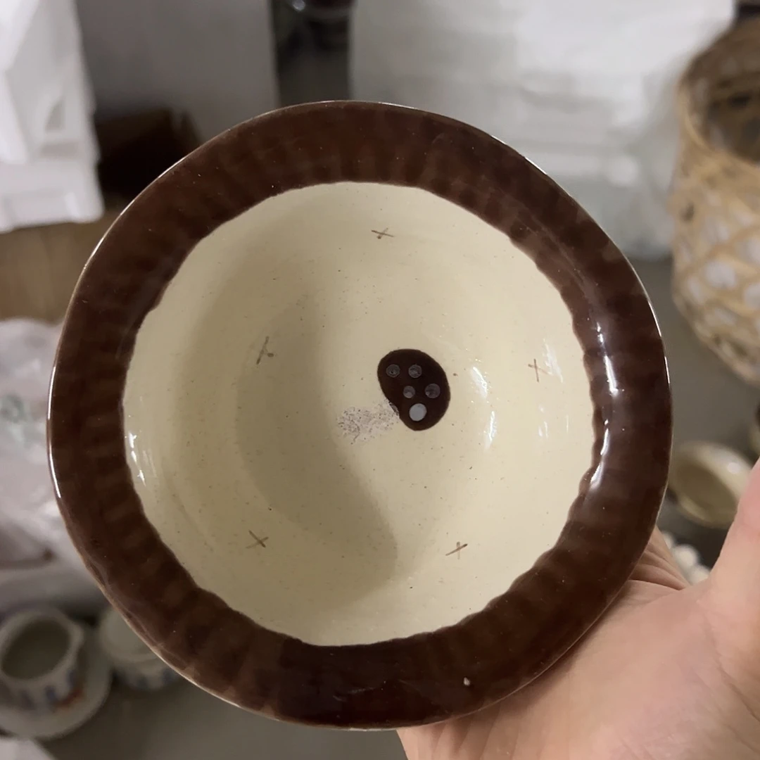 搪瓷瑕疵小星光蘑菇碗一个