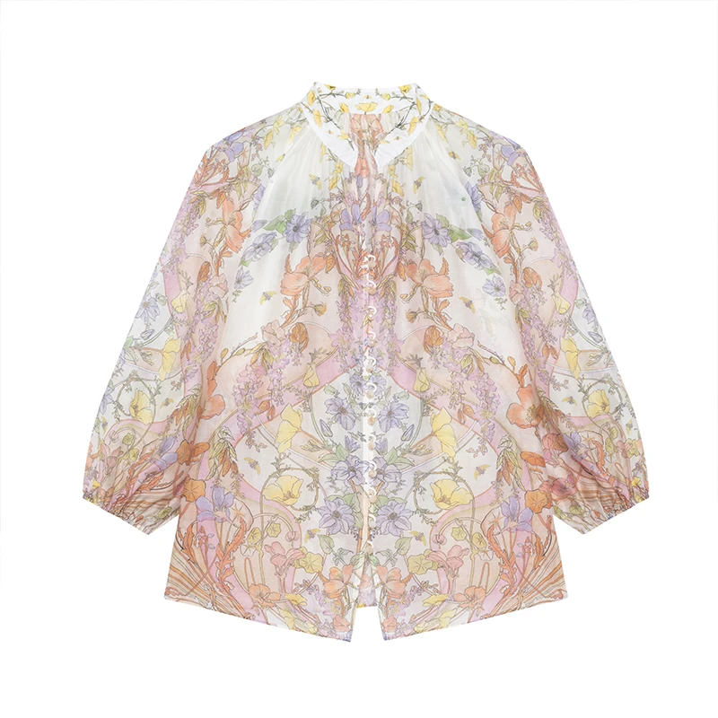 【小余专属】商场同款莱赛尔艺术印花九分袖上衣N045A32214