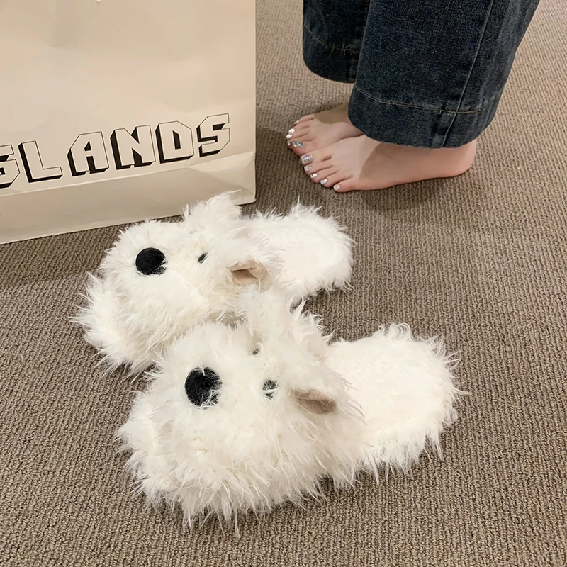 厚底外穿防滑家居2025新款小狗棉拖鞋秋冬女包根可爱保暖毛绒拖鞋