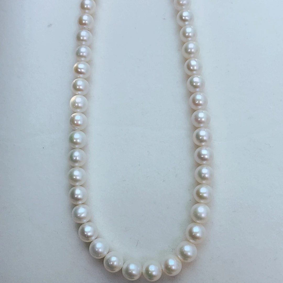 淡水珍珠颈饰银S925镶嵌7-8正圆极强光