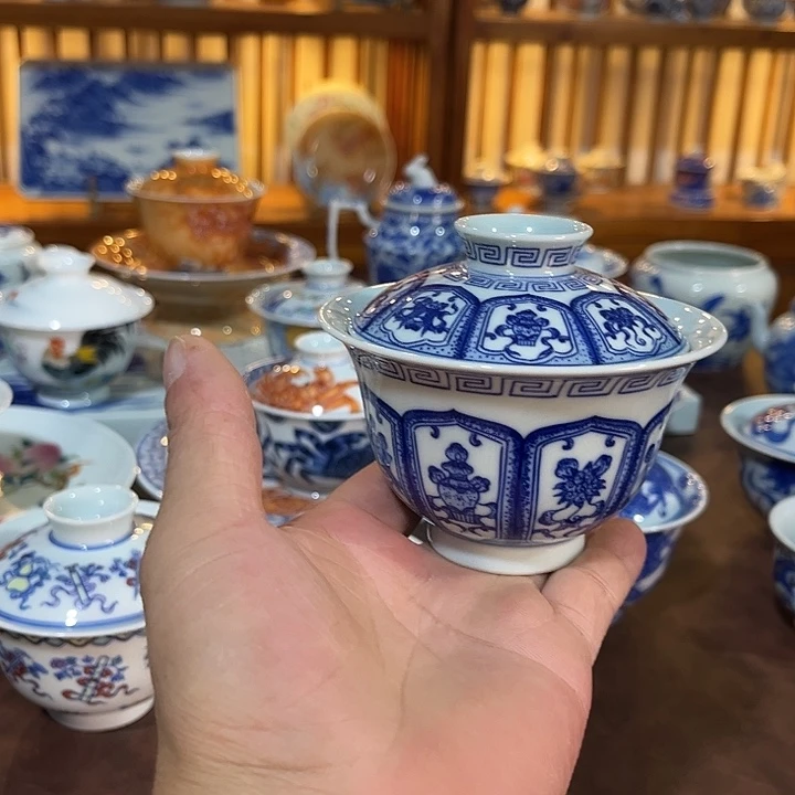 錡镇堂手工手绘盖碗