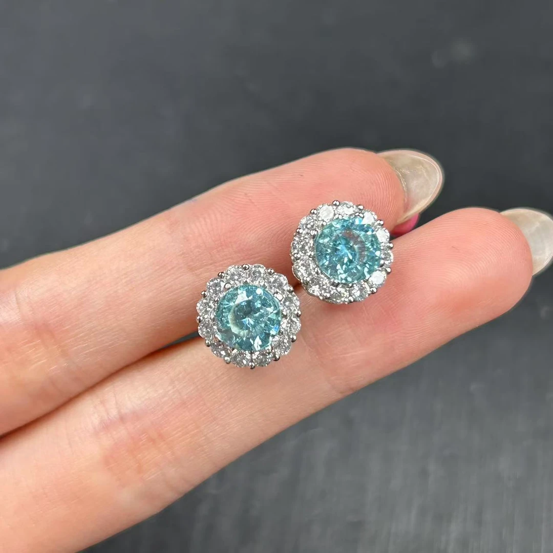 AlusGD-圣玛高订海蓝宝合金合成/培育耳饰692银针