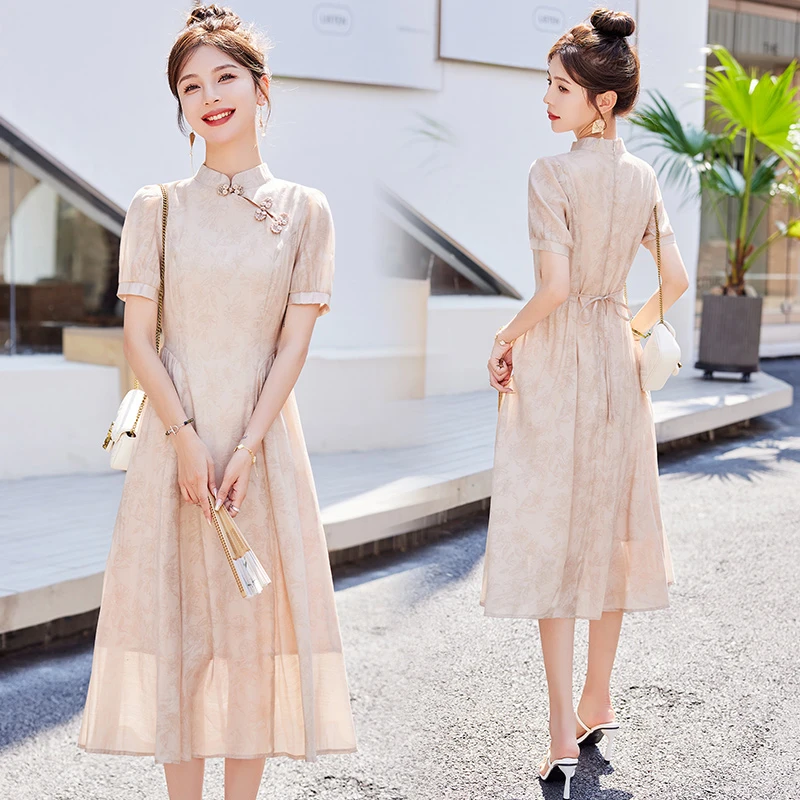 新中式国风旗袍连衣裙女2025新款夏季气质显瘦高级感洋气减龄裙子