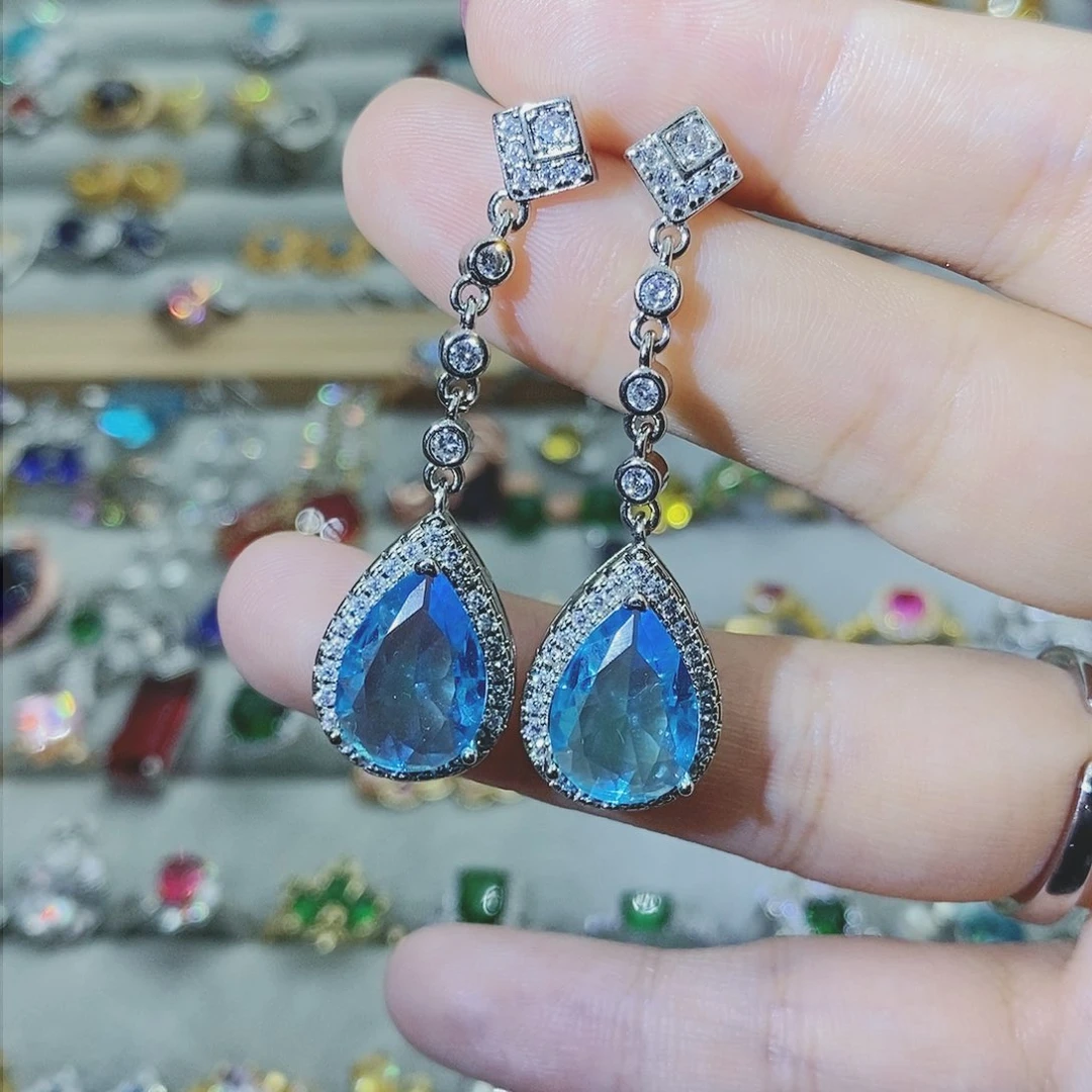 【闪购商品】银S925镶嵌托帕石耳饰