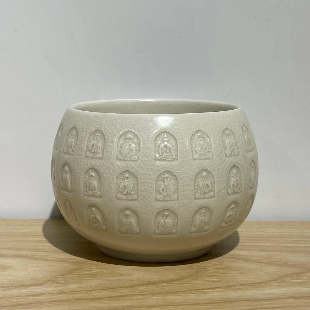 闻兮茶器【活力万佛罗汉杯】复古柴烧主人杯大号高档茶杯